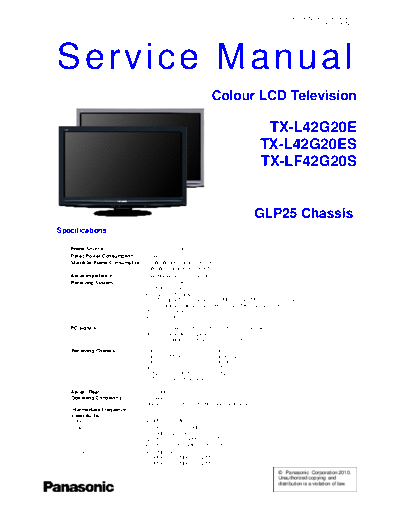panasonic pcz1005063ce  panasonic LCD TX-L42G20ES pcz1005063ce.pdf