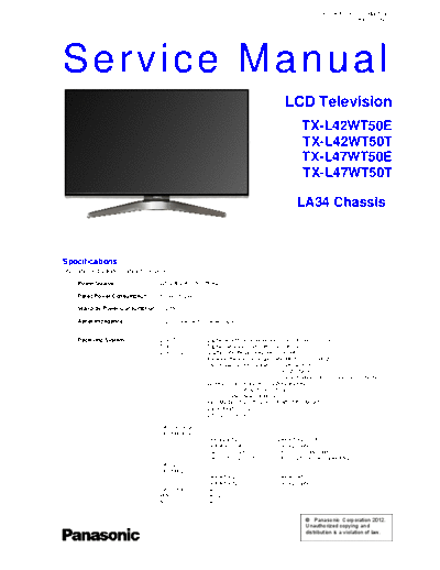 panasonic PCZ1204085CE  panasonic LCD TX-L42WT50E PCZ1204085CE.pdf
