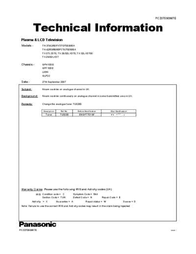 panasonic PCZ0709096TE  panasonic LED TX-26LMD70A PCZ0709096TE.pdf