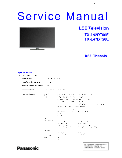 panasonic PCZ1203054CE  panasonic LED TX-L47DT50E  chassis LA35 PCZ1203054CE.pdf