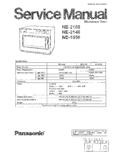 panasonic MOD0108246C2 NE-2156 2146 etc  panasonic Micro wave oven NE-2156 MOD0108246C2_NE-2156_2146_etc.pdf