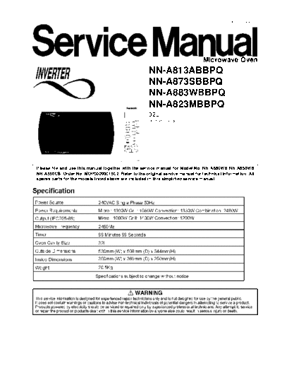panasonic AA813-23-73-83  panasonic Micro wave oven NN-A883WBBPQ AA813-23-73-83.pdf