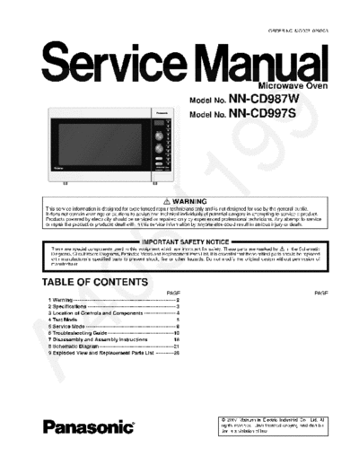 panasonic nn-cd997s  panasonic Micro wave oven NN-CD987W nn-cd997s.pdf