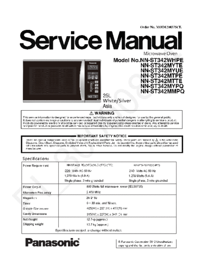 panasonic Panasonic NN-ST342W NN-ST342M Series  panasonic Micro wave oven NN-ST342W NN-ST342M Panasonic_NN-ST342W_NN-ST342M_Series.pdf