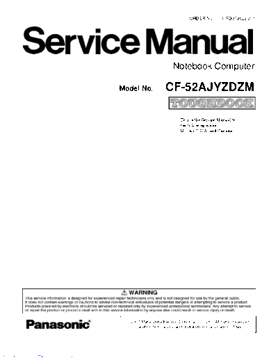 panasonic toughbook cf52ajyzdzm service manual  panasonic Note book CF-52AJYZDZM toughbook_cf52ajyzdzm_service_manual.pdf