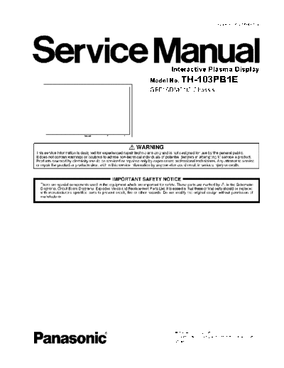 panasonic th 103pb1e  panasonic Plasma TV GPF15DMON2 chassis th_103pb1e.pdf