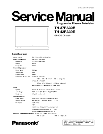 panasonic TH-37PA30E TH-42PA30E GP6DE  panasonic Plasma TV TH-37PH30E TH-37PA30E_TH-42PA30E_GP6DE.rar
