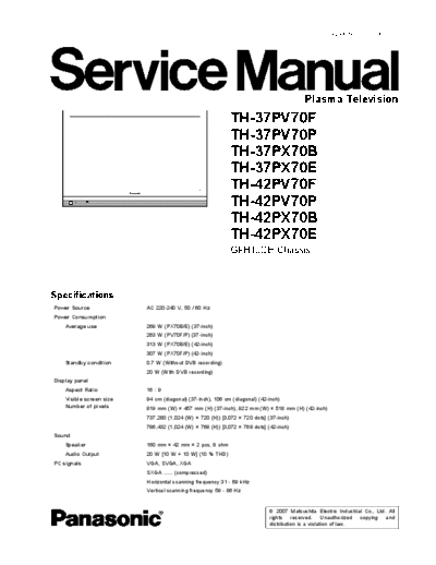 panasonic th 37 42pv70f px70b  panasonic Plasma TV TH-37PX70B th_37_42pv70f_px70b.pdf