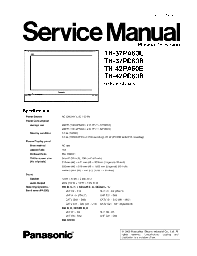 panasonic th 37pa60e  panasonic Plasma TV TH-42PA60E th_37pa60e.pdf