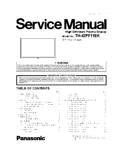 panasonic th 42pf11ek  panasonic Plasma TV TH-42PF11EK th_42pf11ek.pdf