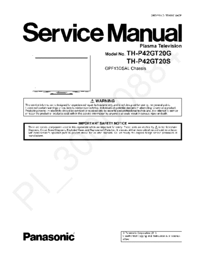 panasonic Panasonic TH-P42GT20G TH-P42GT20S Chassis GPF13DSAL  panasonic Plasma TV TH-P42GT20G Panasonic_TH-P42GT20G_TH-P42GT20S_Chassis_GPF13DSAL.pdf