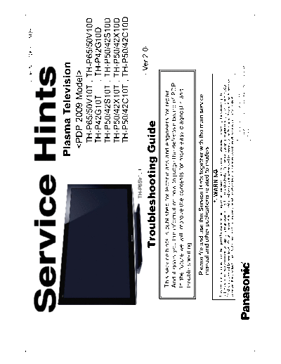 panasonic +TH-P50X10D  panasonic Plasma TV TH-P50X10D panasonic+TH-P50X10D.pdf