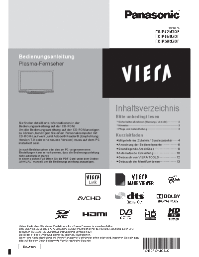 panasonic TQB0E0940A-G  panasonic Plasma TV TX-P42U20E TQB0E0940A-G.pdf