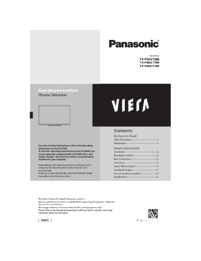 panasonic TQB0E2070U-G  panasonic Plasma TV TX-P46GT30E TQB0E2070U-G.pdf