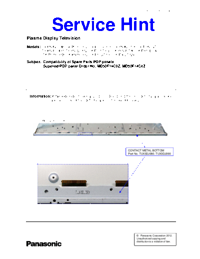 panasonic PCZ1203032BE  panasonic Plasma TV TX-P50ST31B PCZ1203032BE.pdf