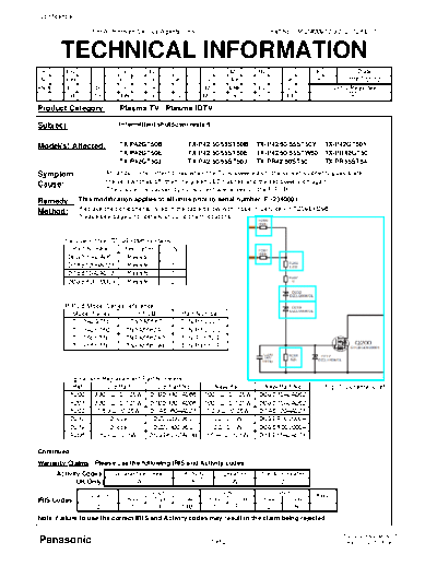 panasonic MQM0091DG270712REV2 Intermittent Shutdown Restart  panasonic Plasma TV TX-P50ST50B MQM0091DG270712REV2_Intermittent_Shutdown_Restart.pdf