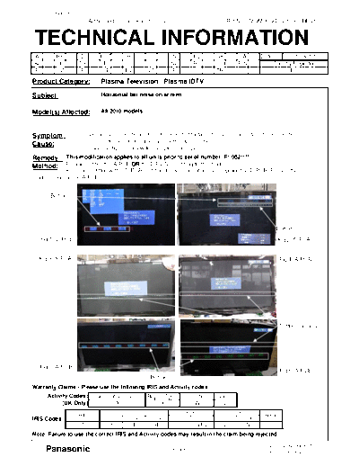 panasonic MQM0058DG210311REV1 Horizontal Bar Noise  panasonic Plasma TV TX-PF50X20 MQM0058DG210311REV1_Horizontal_Bar_Noise.pdf