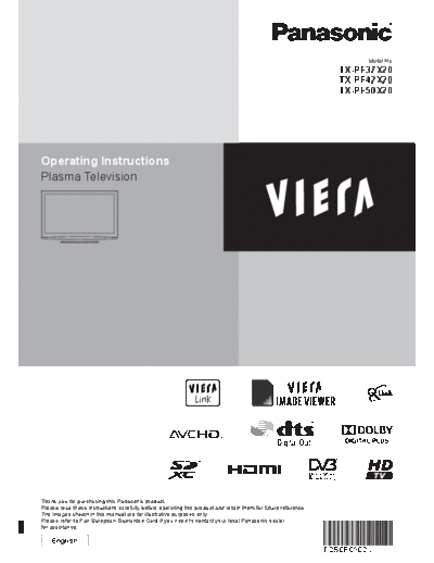 panasonic operating instructions  panasonic Plasma TV TX-PF50X20 operating instructions.pdf