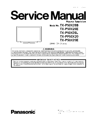 panasonic tx p50x20b e  panasonic Plasma TV TX-PF50X20 tx_p50x20b_e.pdf