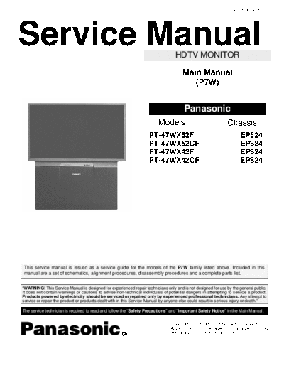 panasonic Panasonic PT-47WX42F PT-47WX42CF PT-47WX52F PT-47WX52CF [SM]  panasonic Proj TV PT-47WX52F Panasonic PT-47WX42F PT-47WX42CF PT-47WX52F PT-47WX52CF [SM].pdf