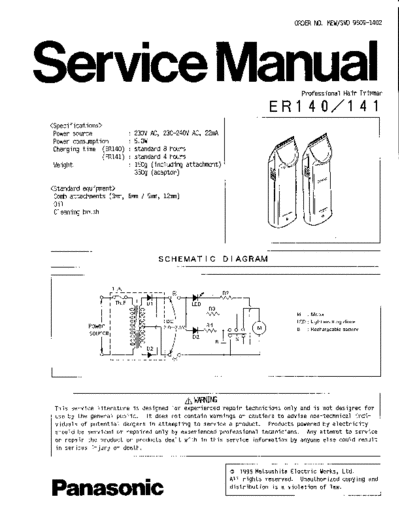 panasonic 32001000  panasonic Shaver ER140 32001000.pdf