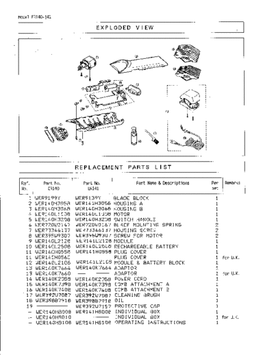 panasonic 32001001  panasonic Shaver ER140 32001001.pdf