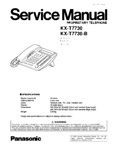 panasonic Panasonic KX-T7730 KX-T7730-B  panasonic Tel KX-T7730 KX-T7730-B Panasonic_KX-T7730_KX-T7730-B.pdf