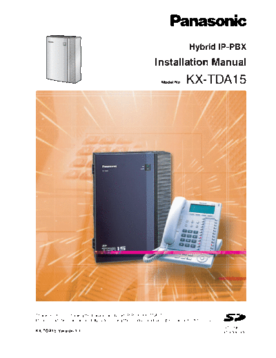 panasonic INSTALL MANUAL 15 v11  panasonic Tel KX-TDA15 INSTALL_MANUAL_15_v11.pdf