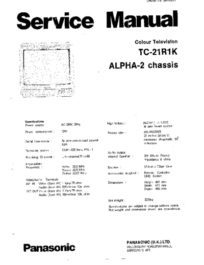 panasonic A21r1k  panasonic TV Alpha 2  chassis A21r1k.pdf
