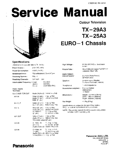 panasonic TX-25A3 TX-29A3 EURO-1.part1  panasonic TV Euro 1 chassis TX-25A3_TX-29A3_EURO-1.part1.rar