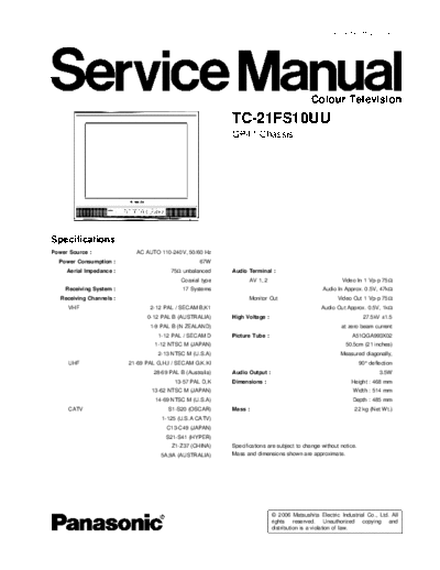 panasonic TC-21FS10UU  panasonic TV TC-21FS10U TC-21FS10UU.pdf