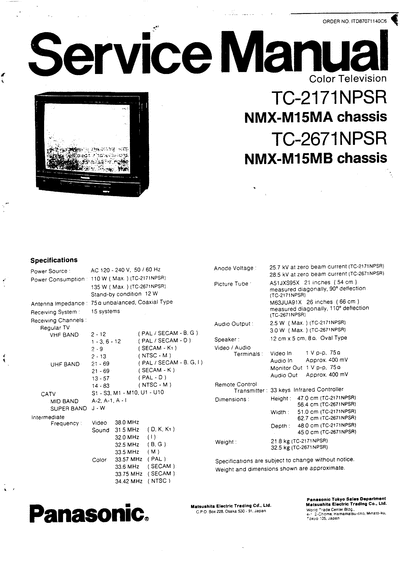 panasonic tc-2171  panasonic TV TC-2171 tc-2171.djvu