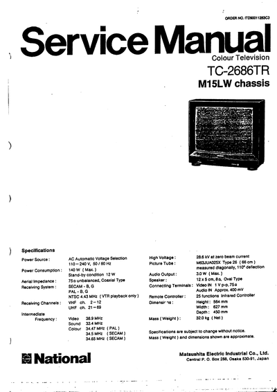 panasonic tc-2686tr  panasonic TV TC-2686TR tc-2686tr.djvu