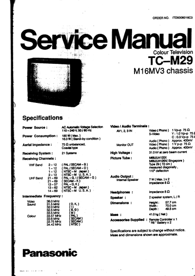 panasonic tc-m29  panasonic TV TC-M29 tc-m29.djvu