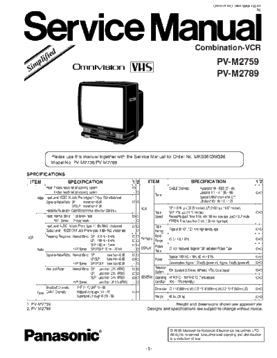 panasonic PV-M2759,+PV-M2789  panasonic TV-Video PV-M2759 PV-M2759,+PV-M2789.pdf