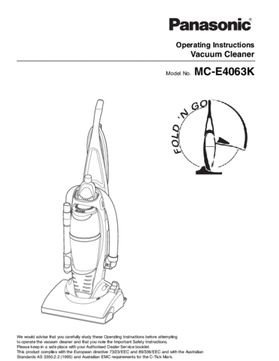 panasonic MC-E4063K AC01ZDEHZ  panasonic Vacuum Cleaner MC-E4063K-00 MC-E4063K_AC01ZDEHZ.pdf