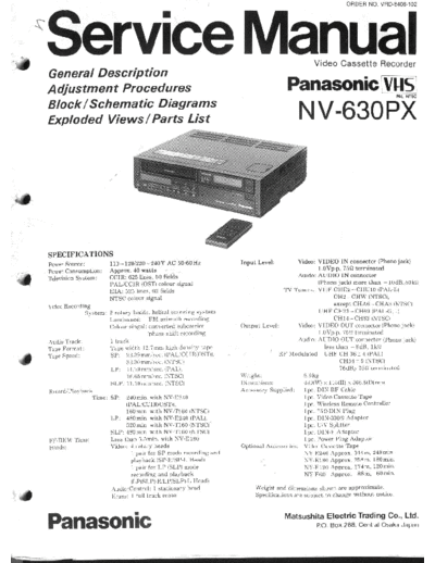 panasonic Panasonic NV-630PX schematics  panasonic Video NV-630 Panasonic_NV-630PX_schematics.pdf