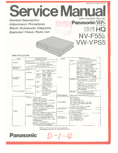 panasonic VRD9110M158  panasonic Video NV-F55 VRD9110M158.pdf