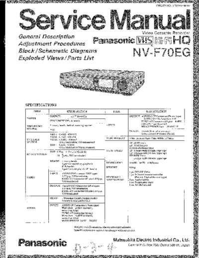 panasonic vrd8811m169  panasonic Video NV-F70 vrd8811m169.pdf