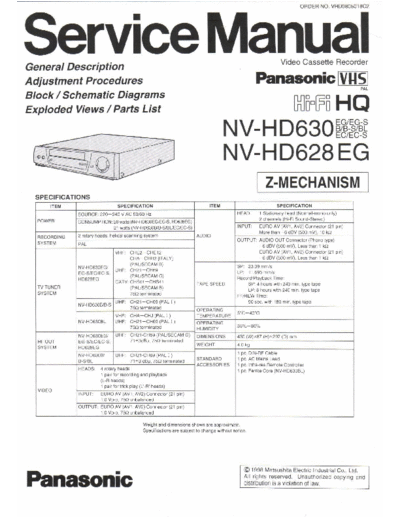 panasonic panasonic nv-hd628 hd630  panasonic Video NV-HD628 panasonic_nv-hd628_hd630.pdf