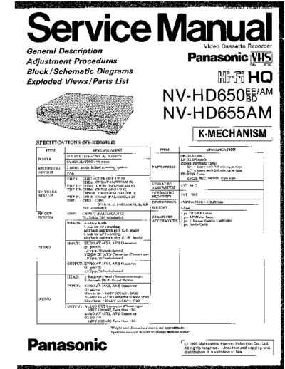 panasonic VRD9511M153  panasonic Video NV-HD655 VRD9511M153.pdf