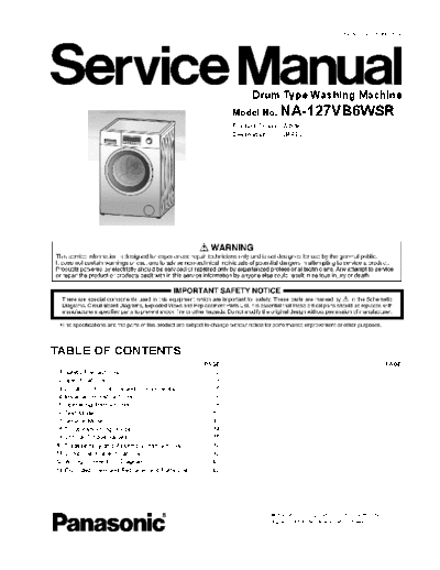 panasonic Panasonic NA-127VB6WSR [X]  panasonic Wash Masch NA-127VB6WSR Panasonic_NA-127VB6WSR_[X].pdf