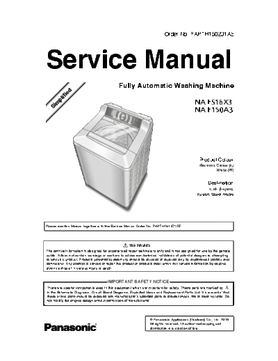 panasonic Panasonic NA-FS16X3 NA-F150A3 Simplified [X]  panasonic Wash Masch NA-FS16X3 NA-F150A3 Panasonic_NA-FS16X3_NA-F150A3_Simplified_[X].pdf