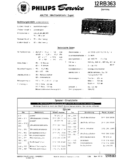 Philips philips gemma 12rb363 sm  Philips Audio 12RB363 philips_gemma_12rb363_sm.pdf