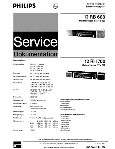 Philips meisterklasse 12rb600 12rh700 sm  Philips Audio 12RB600 philips_meisterklasse_12rb600_12rh700_sm.pdf