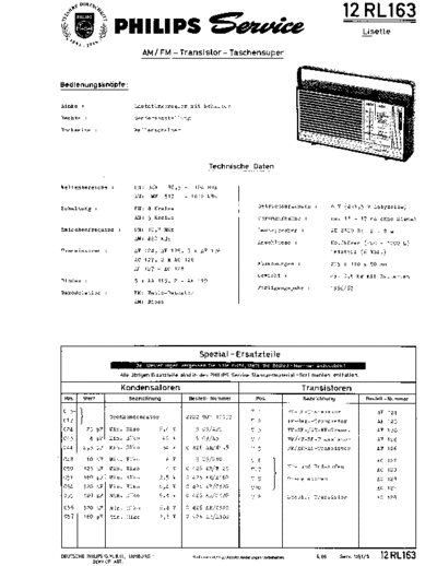 Philips philips lisette 12rl163 sm  Philips Audio 12RL163 philips_lisette_12rl163_sm.pdf