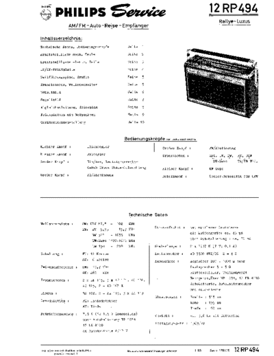 Philips rallye luxus 12rp494 sm  Philips Audio 12RP494 philips_rallye_luxus_12rp494_sm.pdf