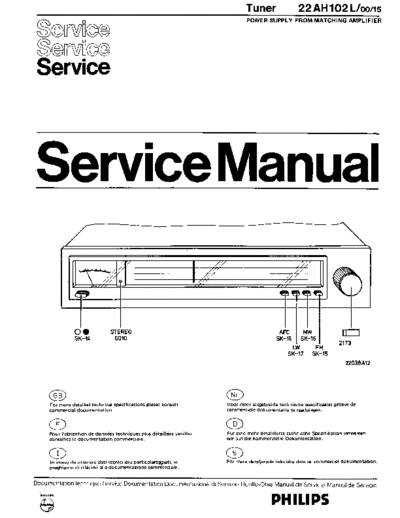 Philips philips tuner 22ah102l sm  Philips Audio 22AH102L philips_tuner_22ah102l_sm.pdf