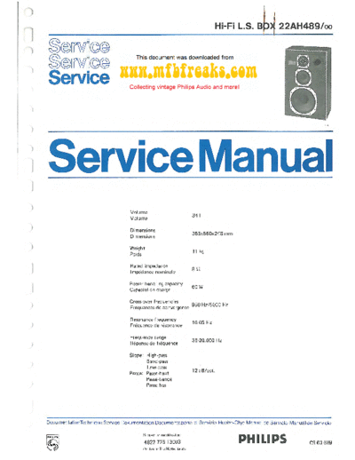 Philips Service Manual 22AH489  Philips Audio 22AH489 Service_Manual_22AH489.pdf