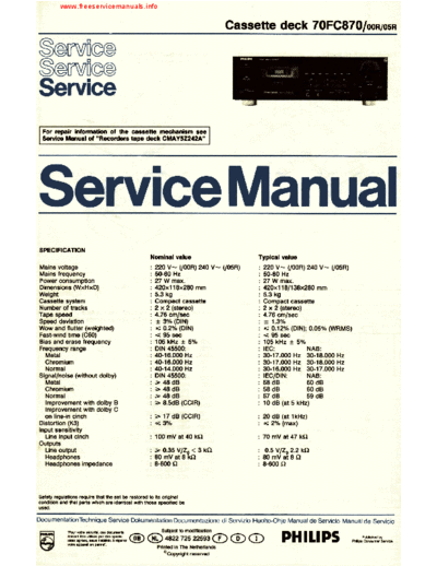 Philips 70fc870  Philips Audio 70FC870 70fc870.pdf